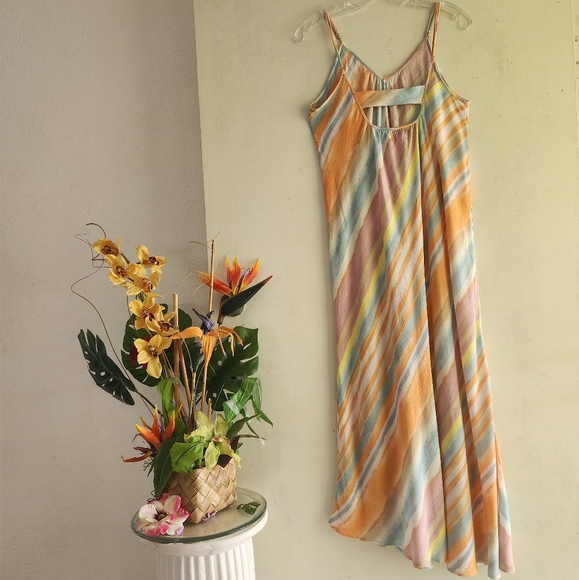 Mustard Seed EUC Spaghetti Straps Spring Summer Vacation Medium  Maxi Sundress - Picture 2 of 14